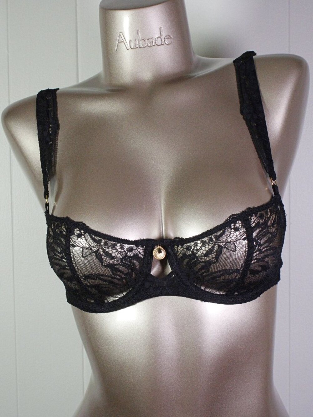 Aubade Paris Sample Gold Pleasure Black half-cup Bra 34B